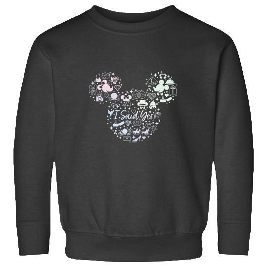 Disney I Said Yes Engagement Proposal Mickey Head Icon Sweatshirts