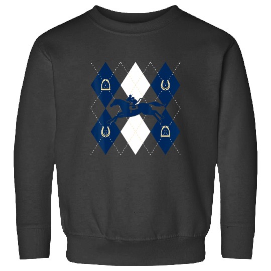 Disney Mickey Mouse Horse Racing Silhouette Argyle Pattern Sweatshirts