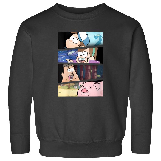 Disneyss Gravity Falls Group shots Split Panels Scene Logo Sweatshirts