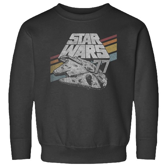 Star Warss Millennium Falcon 77 Retro Diagonal Stripe Disneyss+ Sweatshirts