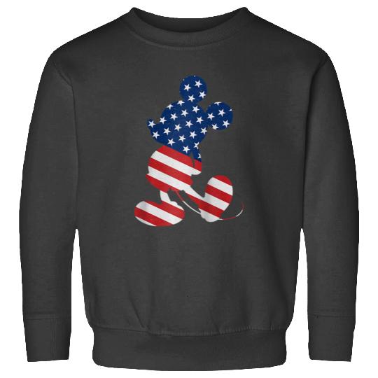 Disney Mickey Mouse American Flag USA T  Raglan Baseball Tee Sweatshirts