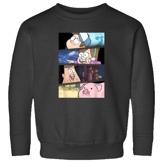 Disneyss Gravity Falls Group shots Split Panels Scene Logo Sweatshirts