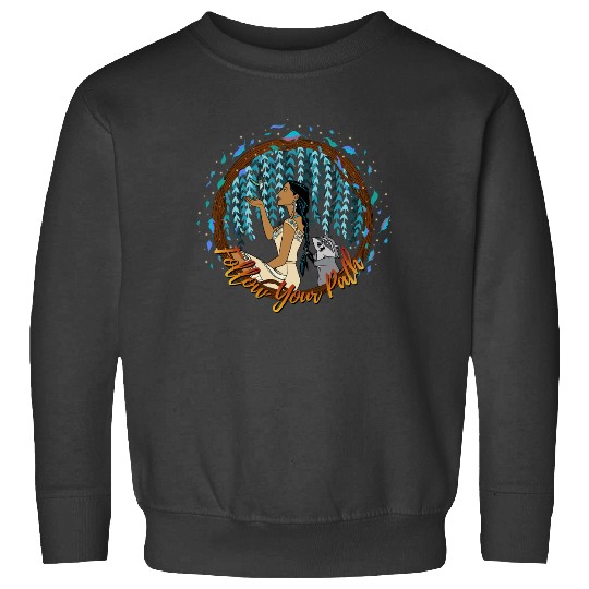 Disney Pocahontas Follow Your Path Circle Text Pullover Hoodie Sweatshirts