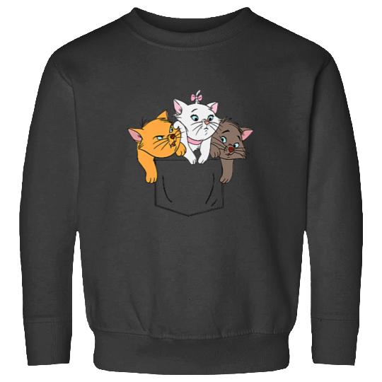 Disney The Aristocats Adorable Kittens Trio Faux Pocket Logo Sweatshirts