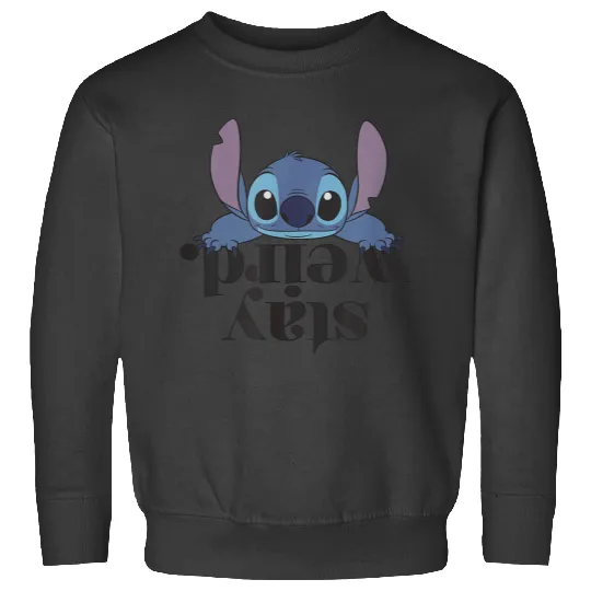Disneyss Lilo Stitch Stay Weird Upside Down Text Logo Sweatshirts