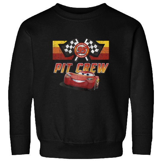 Discover Disney Pixars Cars McQueen Pit Crew Red Distressed Raglan Baseball Tee Sweatshirts