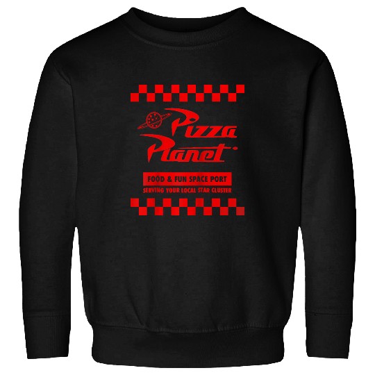 Disney Pixarss Toy Story Pizza Planetss Checkered Logo Raglan Baseball Tee Sweatshirts