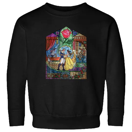 Disneyss Beauty And The Beast Enchanted Stained Glass Window Sweatshirts