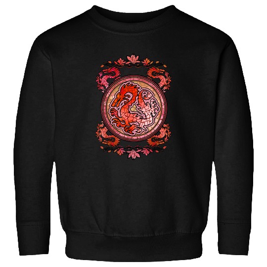Disneyss Mulan Stained Glass Dragon Emblem Graphic Sweatshirts