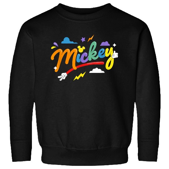Discover Disney Mickey And Friends Retro Rainbow Bubble Logo Sweatshirts
