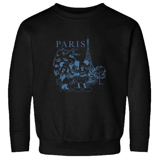 Discover Disney Mickey And Friends Iconic Couple In Paris Chest Logo Sweatshirts