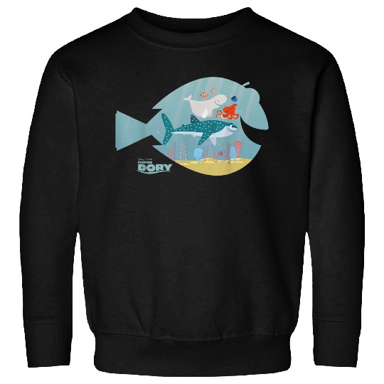 Disneyss Pixars Finding Dory Fish Frame Adventure Crew Logo Sweatshirts
