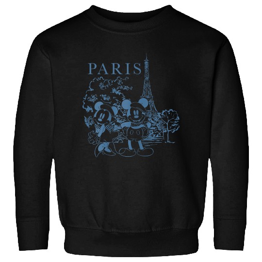 Discover Disney Mickey And Friends Iconic Couple In Paris Chest Logo Sweatshirts