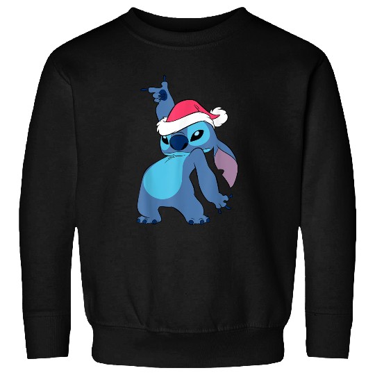 Discover Disney Lilo Stitch Christmas 2024 Santa Hat Stitch Portrait Sweatshirts