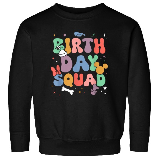 Discover Disney Mickey And Friends Birthday Squad Logo Sweatshirts