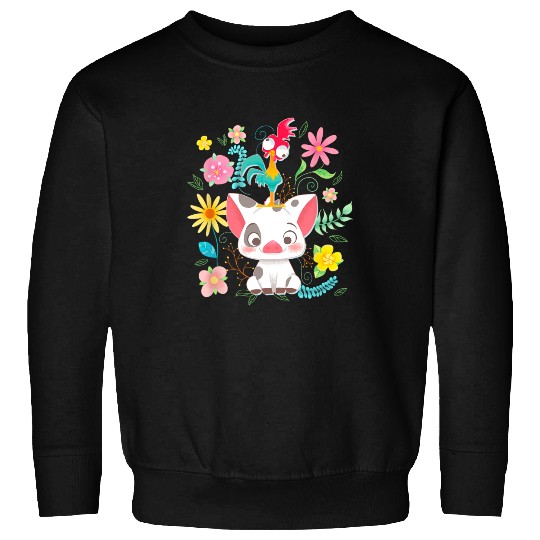 Disney Moana Pua Hei Hei Cute Pose Floral Big Chest Poster Sweatshirts