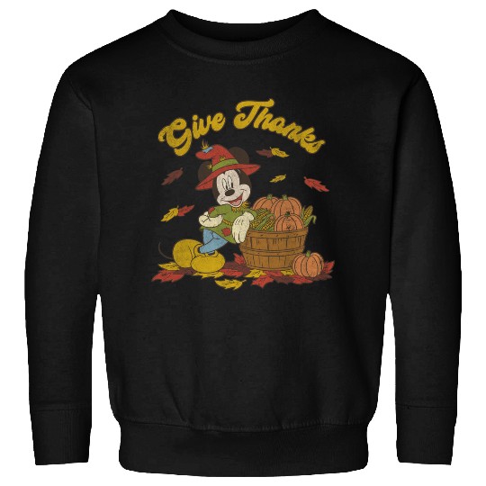 Disney Halloween Mickey Mouse Fall Give Thanks Happy Thanksgiving 2024 Sweatshirts