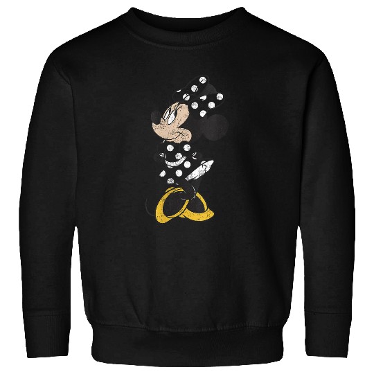 Womens Disney Mickey And Friends Minnie Mouse Simple Distressed V-Neck T-Shirt Sweatshirts