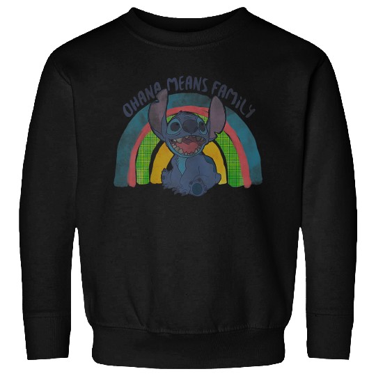 Disneyss Lilo Stitch Ohana Means Family Distressed Rainbow Sweatshirts