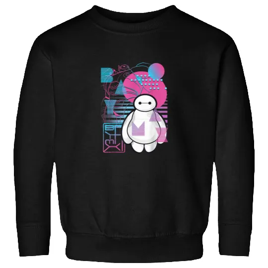 Disney Big Hero 6 Baymax Neon Blue Print Schemat Sweatshirts