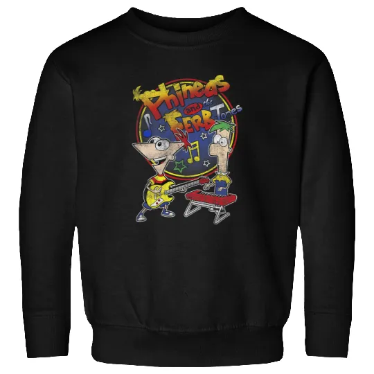 Disney Phineas And Ferb-Tones Distressed Band Logo Sweatshirts
