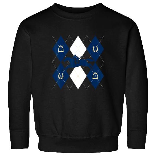 Disney Mickey Mouse Horse Racing Silhouette Argyle Pattern Sweatshirts