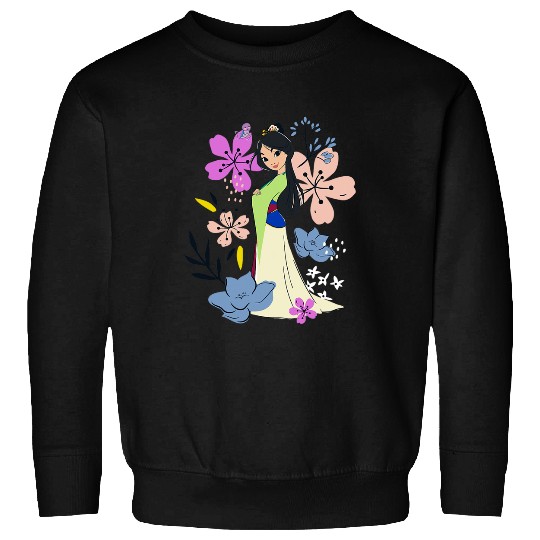 Disney Mulan Sweet Kawaii Floral Watercolor Princess Sketch Sweatshirts