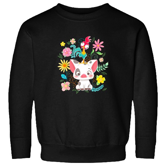 Disneyss Moana Pua Hei Hei Cute Pose Floral Big Chest Poster Sweatshirts