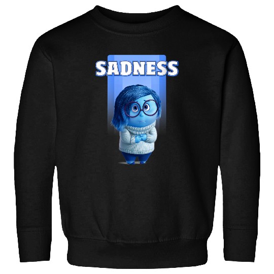Disney Inside Out Riley's Sadness Blue Character Logo V-Neck Sweatshirts