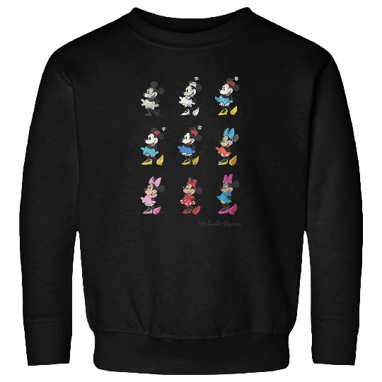 Womens Disney Mickey And Friends Minnie Mouse Through The Years V-Neck Sweatshirts