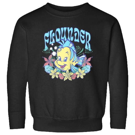Disneyss The Little Mermaid Cute Flounder Floral Chest Poster Sweatshirts