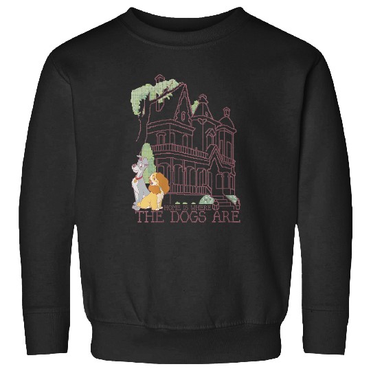 Womens Disney Lady And The Tramp Home Is Where The Dogs Are V-Neck Sweatshirts