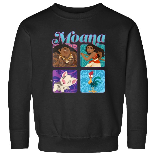 Disneyss Moana Pua Maui Hei Hei Retro Box Up Chest Panels Sweatshirts