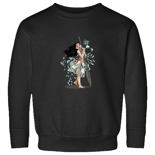 Disney Moana Tropical Floral Line Art Voyager Po Sweatshirts