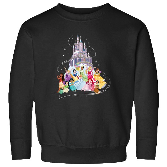 Discover Disney Princess Sparkle Squad Christmas Holiday Castle Sweatshirts