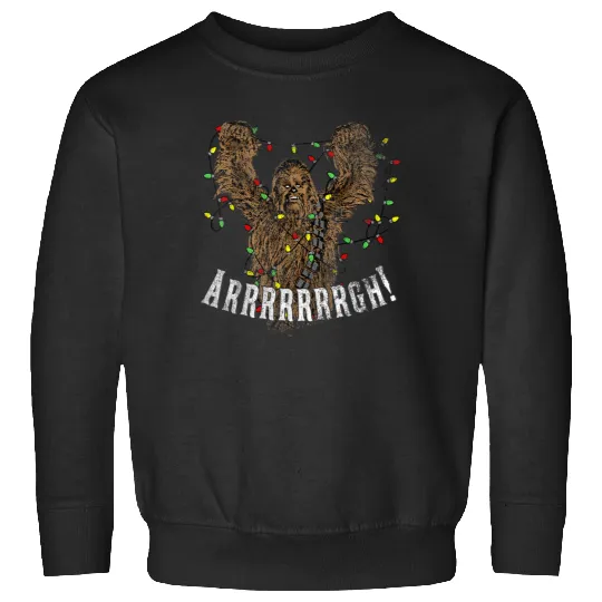 Chewbacca Roar Christmas Lights Distressed Disney+ Sweatshirts