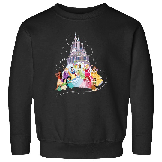 Discover Disney Princess Sparkle Squad Christmas Holiday Castle Sweatshirts
