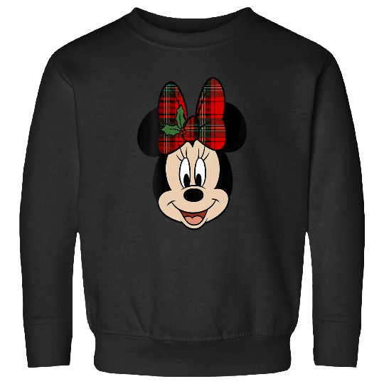 Womens Disney Mickey And Friends Christmas Minnie Mistletoe Bow VNeck Sweatshirts