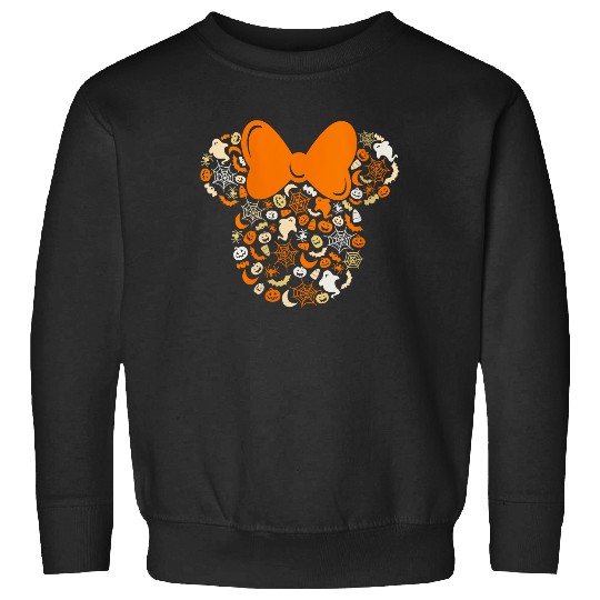 Womens Disney Minnie Mouse Halloween Ghosts Pumpkins Spiders V-Neck Sweatshirts