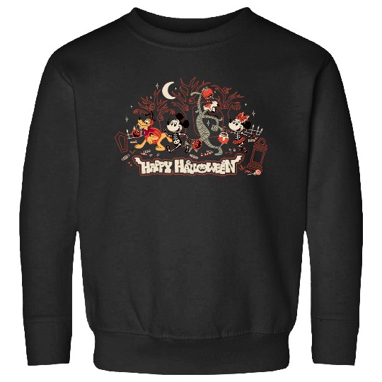 Discover Disney Mickey And Friends Halloween Spooky Night Walk Retro Long Sleeve Sweatshirts