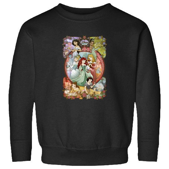 Discover Disney Princess Classic Cartoon Group Collage Sweatshirts