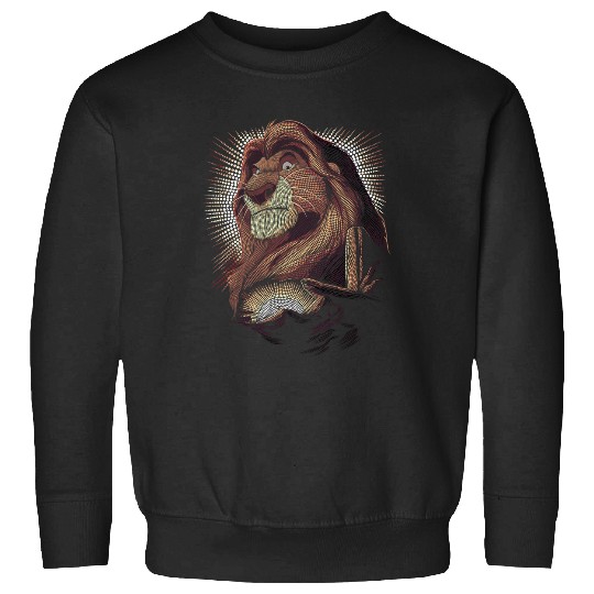 Disney Lion King Mufasa Pride Rock Dot Art Retro Portrait Long Sleeve Sweatshirts