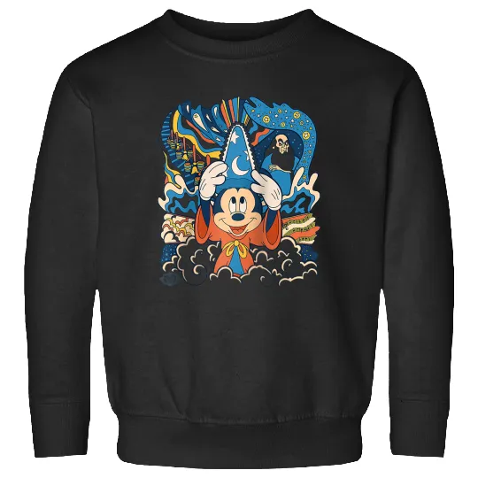 Disney Fantasia Mickey Mouse Sorcerer’s Apprentice Retro Raglan Baseball Tee Sweatshirts