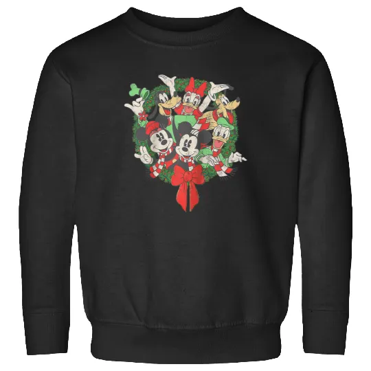 Disney Group Shot Christmas Wreath Raglan Baseball Tee Sweatshirts