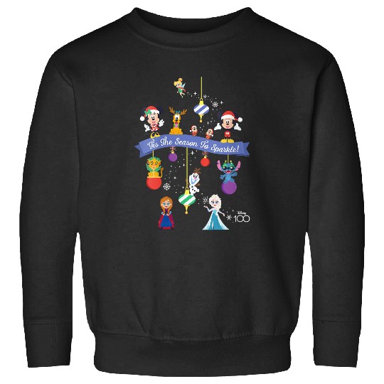 Discover Womens Disney 100 Christmas Holiday ‘Tis the Season to Sparkle! V-Neck Sweatshirts