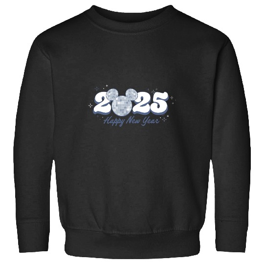 Discover Disney Mickey Mouse Head Disco Ball Happy New Year 2025 Sweatshirts
