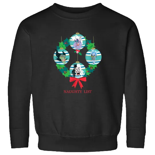 Disneyss Villains Holiday Christmas Wreath Naughty List Sweatshirts