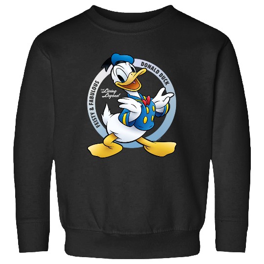 Womens Disney Donald Duck 90th Anniversary Feisty & Fabulous Legend V-Neck Sweatshirts