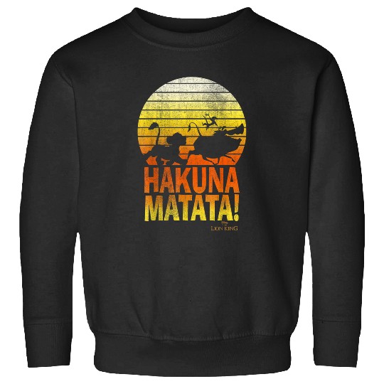 Disneyss Lion King Hakuna Matata Retro Distressed Group shots Sweatshirts