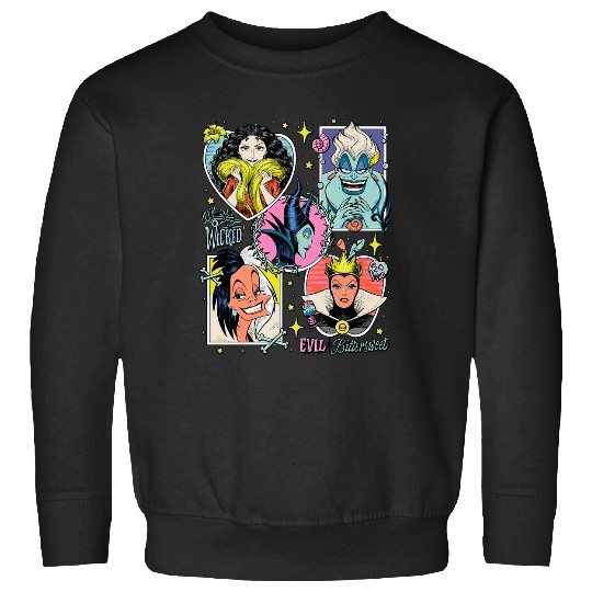 Disney Villains Wonderfully Wicked Colorful Retro Poster Sweatshirts